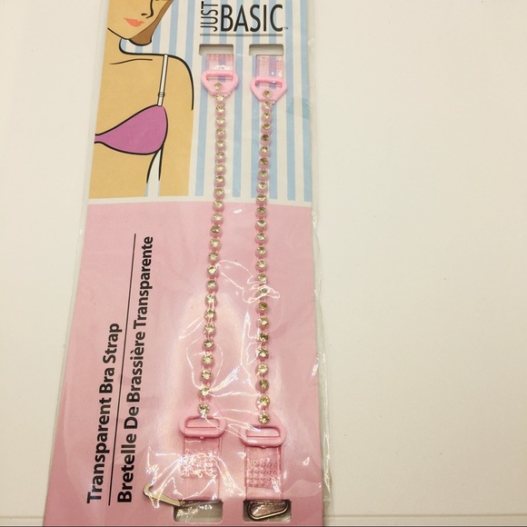 BRA STRAPS TRANSPARENT PINK WITH RHINESTONES!!! - Picture 1 of 14